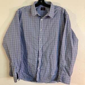 UNTUCKit Durif Wrinkle Free Shirt Mens 2XL Blue White Check Relaxed Fit